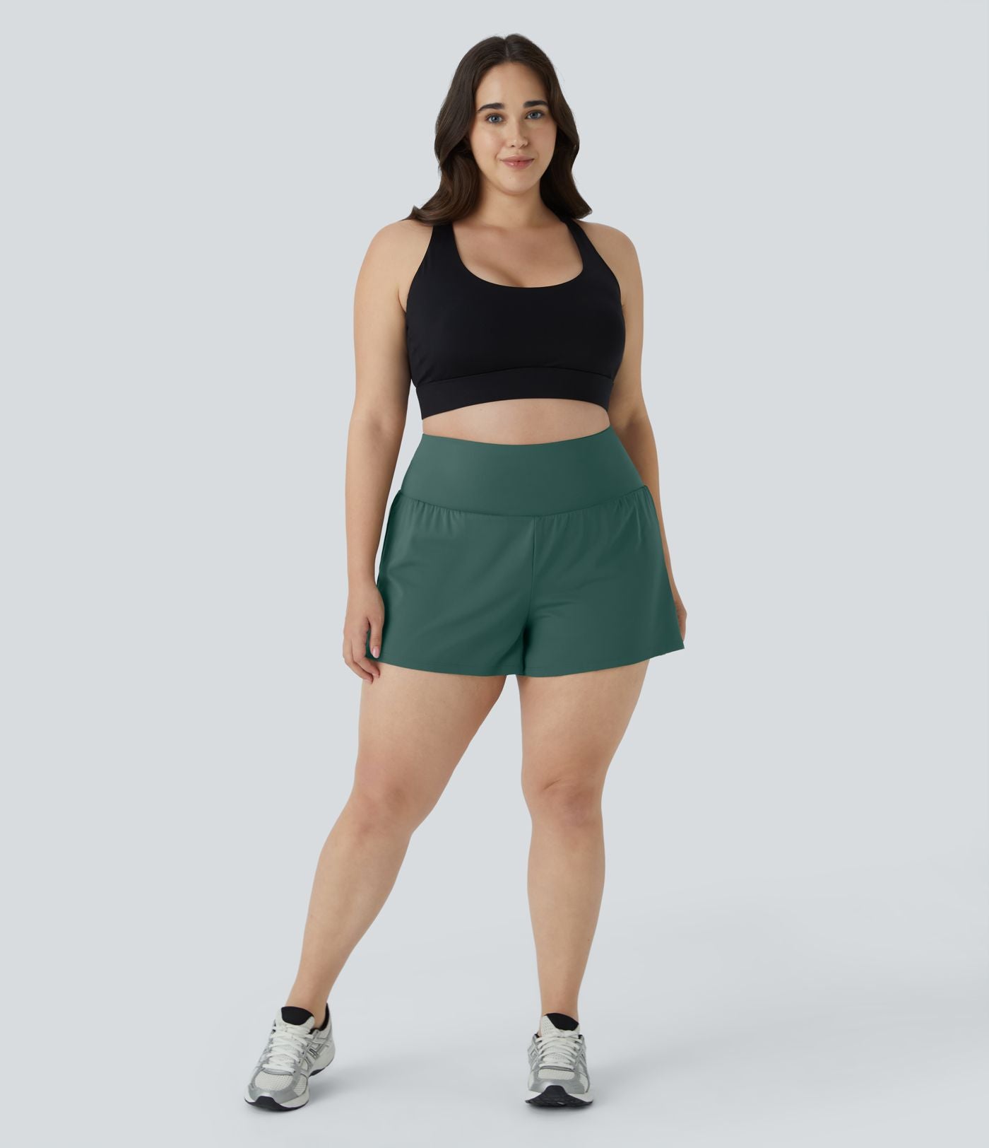 Short 8,8cm Sport Grande Taille 2 en 1 avec Poches Arrière et Poches Latérales Cachées