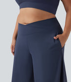 Pantalon corsaire grande taille large SoftlyZero™ Airy taille haute croisée effet frais InstantCool avec poches