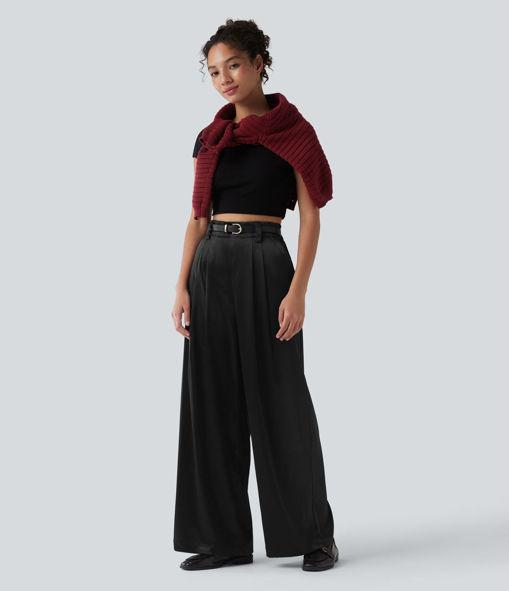 Pantalon tailleur Halara Flex™ large satin taille haute avec poches