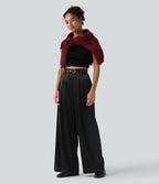 Pantalon tailleur Halara Flex™ large satin taille haute avec poches