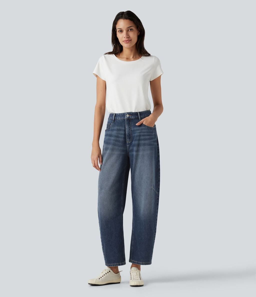Jean coupe barrel Halara Flex™ taille haute avec poches