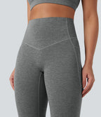 Pantalon de yoga à coupe bootcut gainant taille haute chiné à séchage rapide avec poches Halara UltraSculpt™