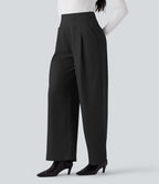 Pantalon tailleur ample taille haute en sergé Halara Flex™ avec poches