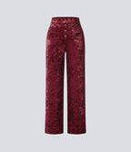 Pantalon en Velours Taille Haute avec Bouton Multipoches Droites
