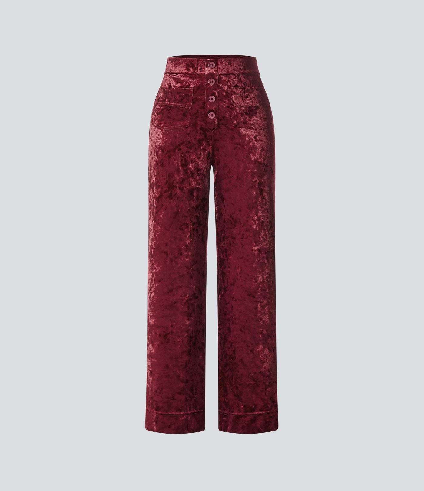 Pantalon en Velours Taille Haute avec Bouton Multipoches Droites