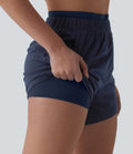 Short sweat décontracté 2 en 1 taille haute 10 cm avec poches