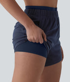 Short sweat décontracté 2 en 1 taille haute 10 cm avec poches