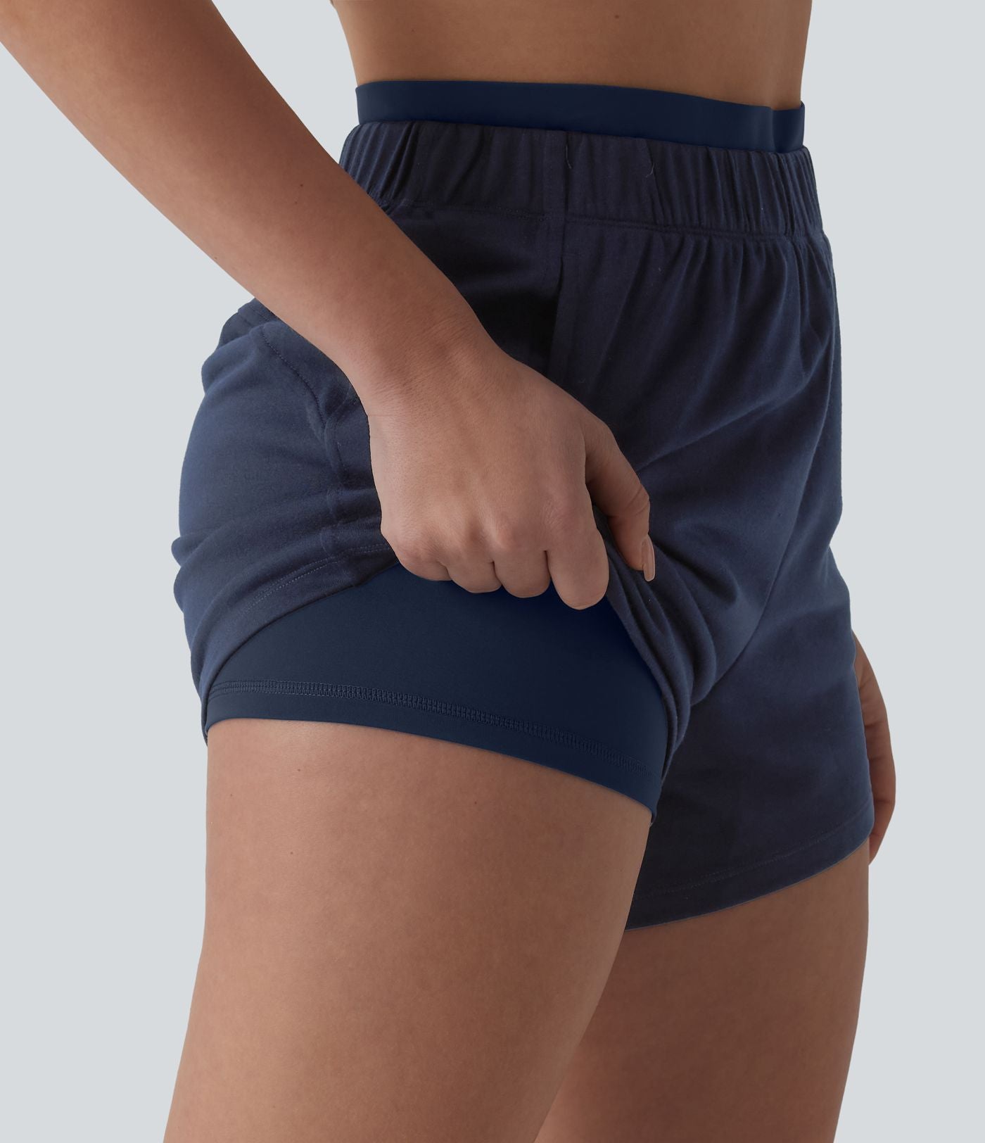 Short sweat décontracté 2 en 1 taille haute 10 cm avec poches
