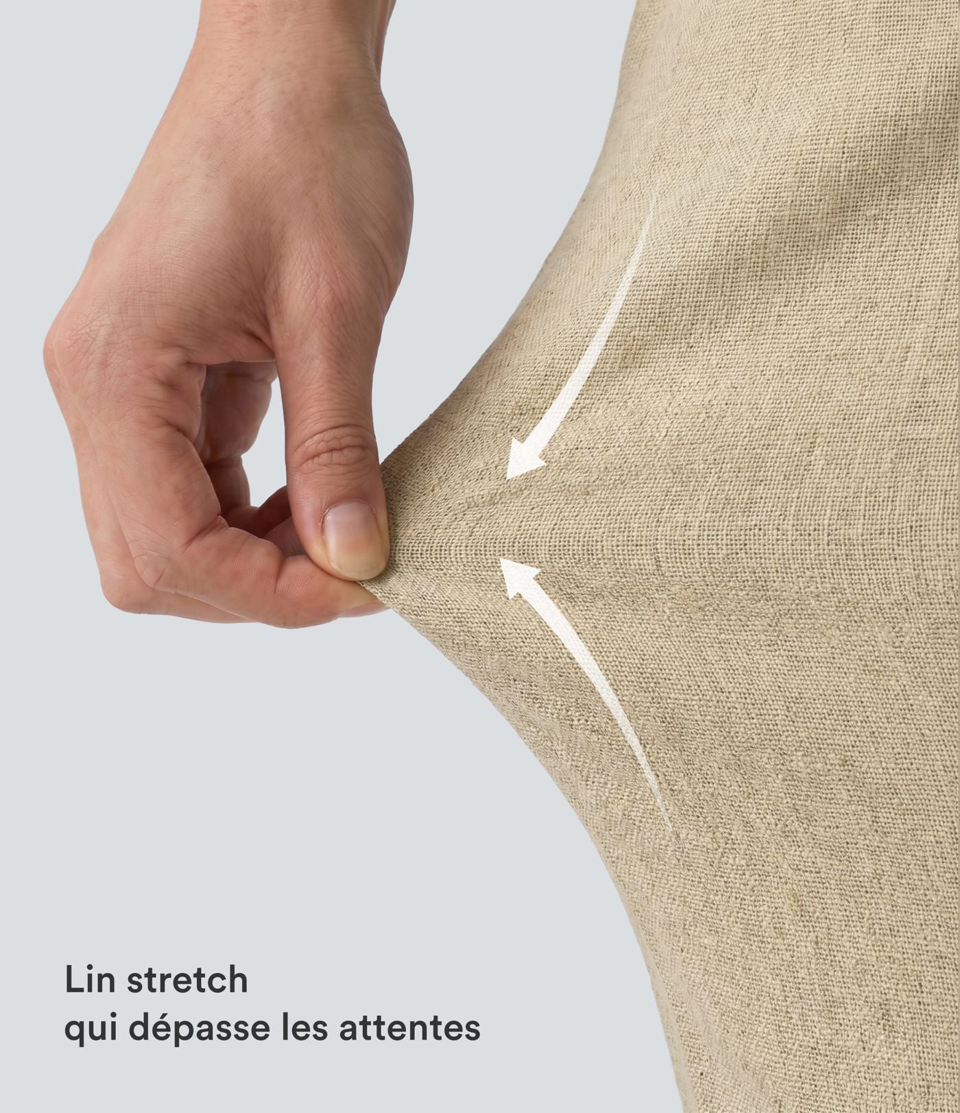 Pantalon cargo décontracté en lin extensible coupe droite taille mi-haute avec cordon de serrage et poches