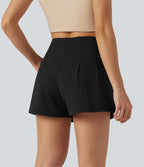 Short baggy taille haute DayStretch avec boutons décoratifs et poches, 7,5 cm