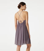 Robe nuisette mini de plage en mesh avec col V et dos noué