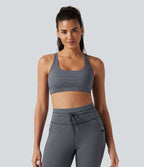 Brassière de sport yoga soutien léger col U à découpes rayé bonnets A-C