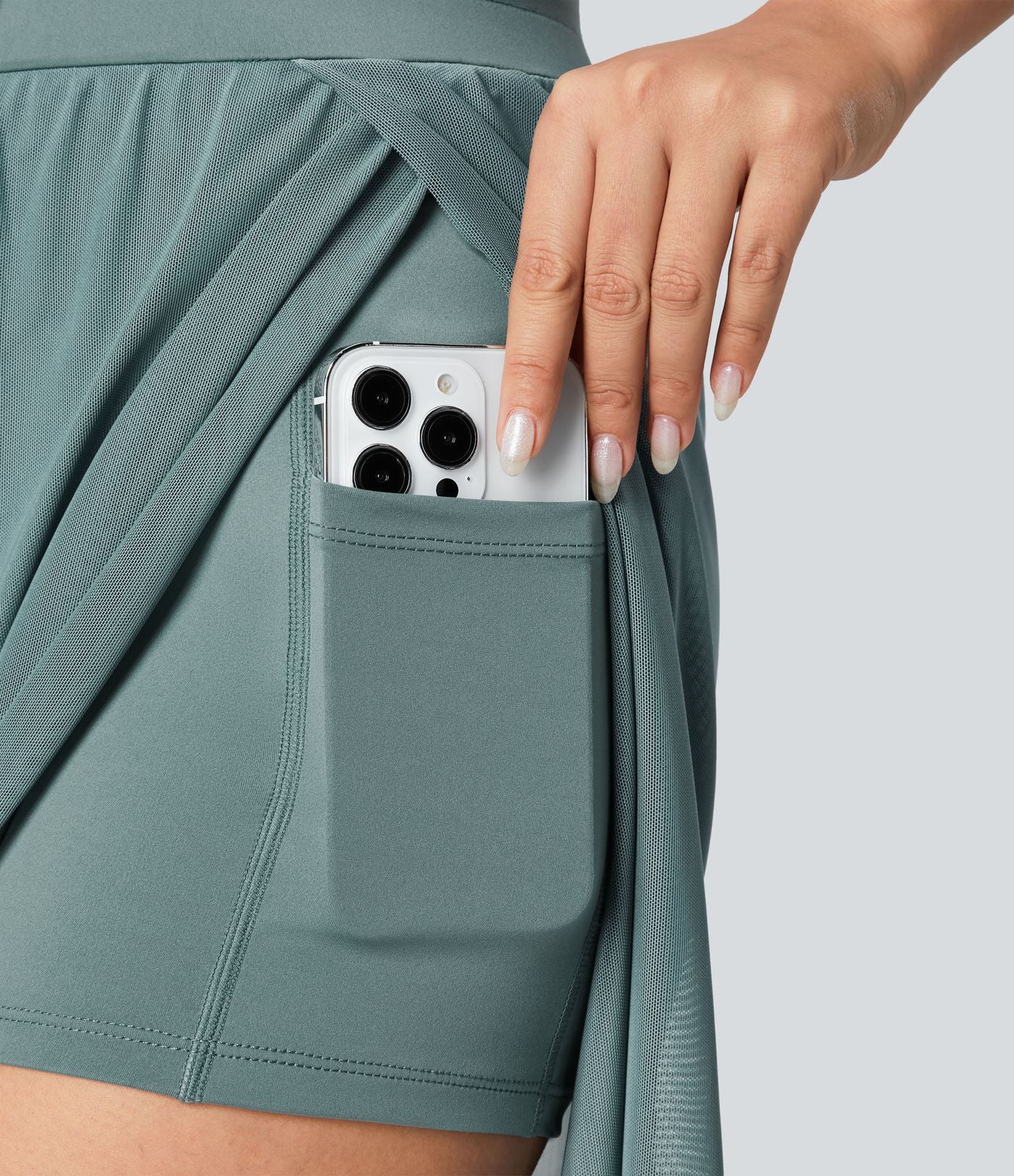 Pantalon Yoga 2 en 1 à Taille Haute avec Cordon de Serrage Maille Contrastée Fendu Poche Latérale et Jambes Amples et Fluides