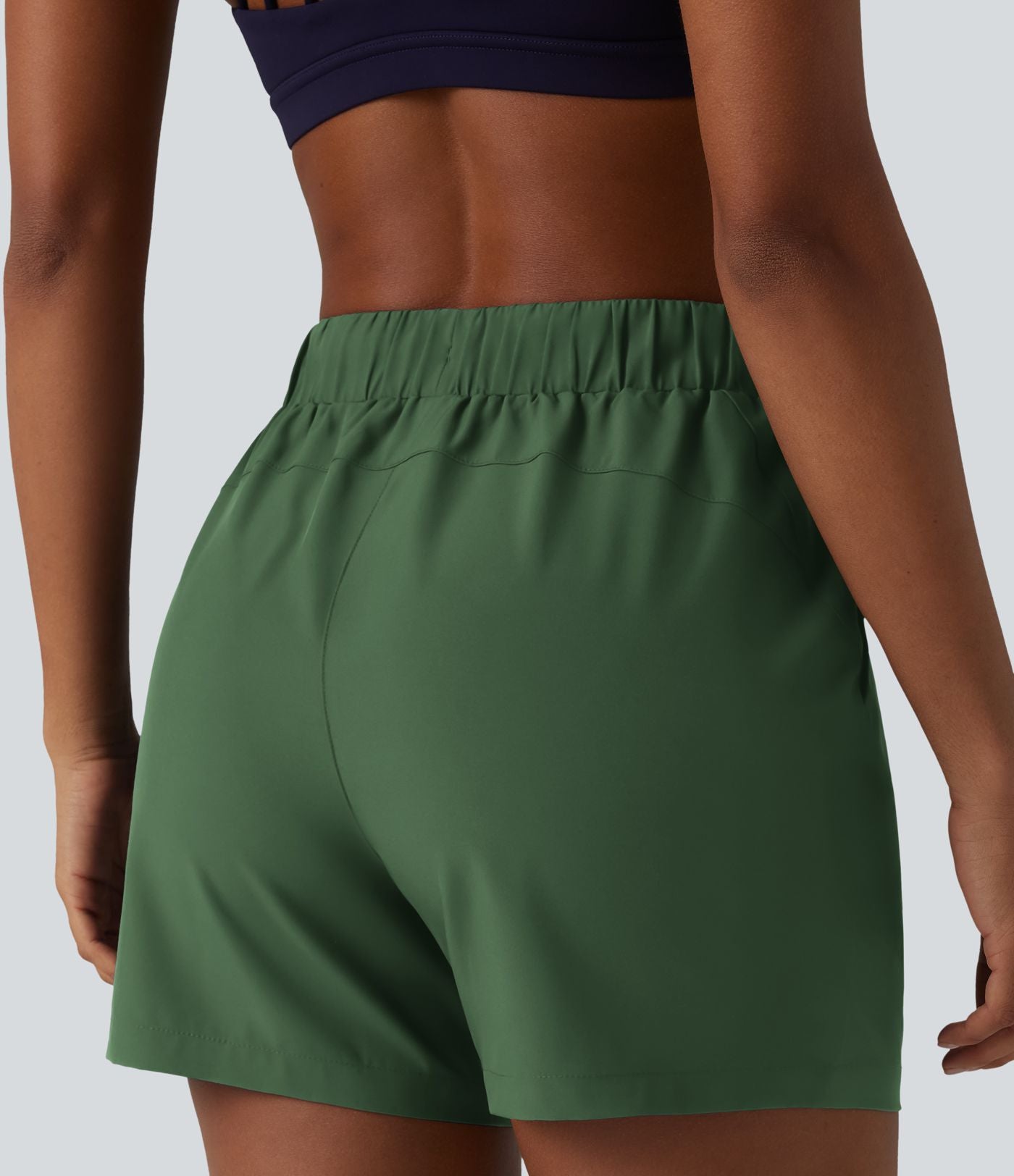 Short de yoga plissé taille haute élastique 12,5 cm avec cordon de serrage et poches
