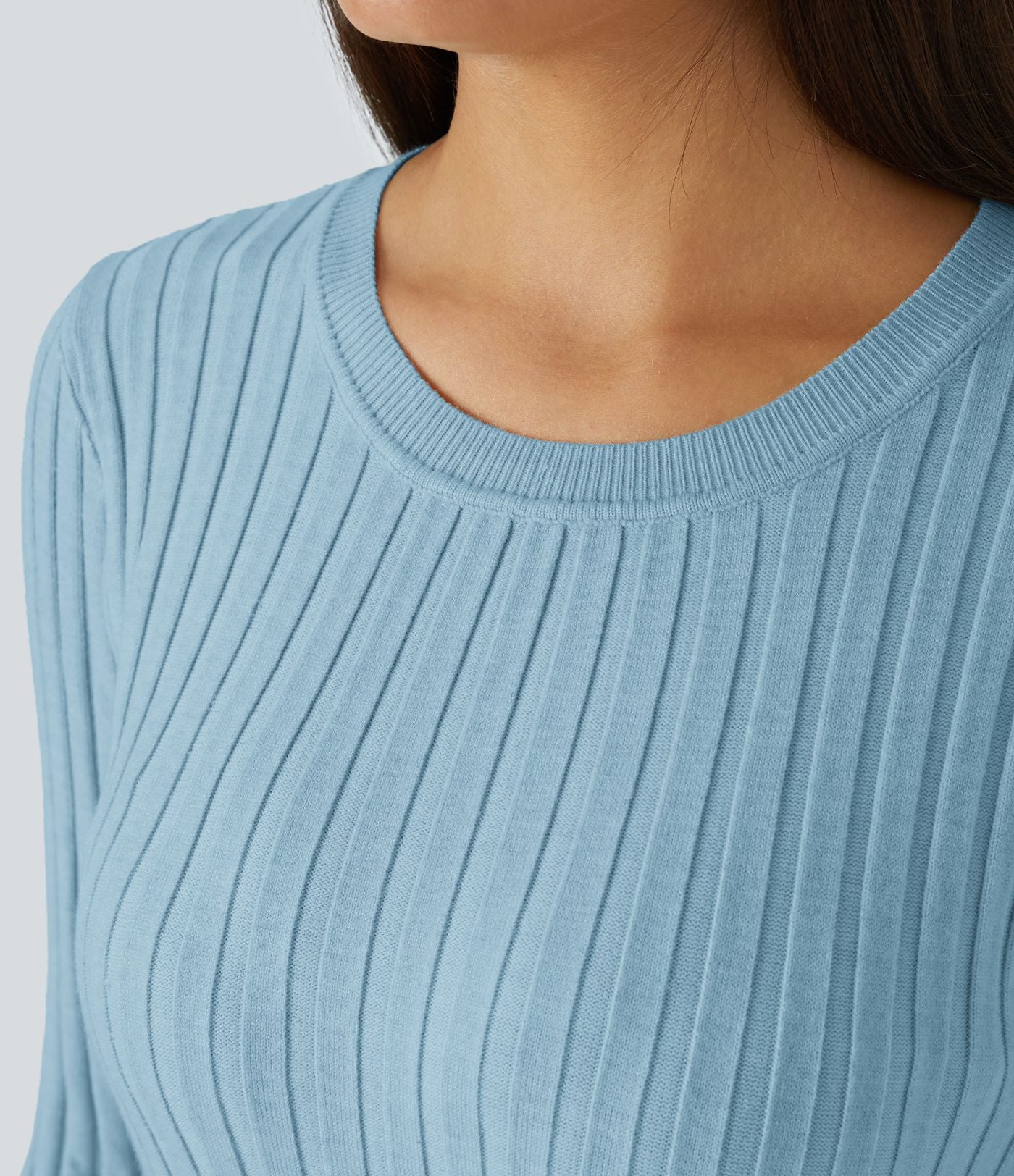 Pull Décontracté à Col Rond, Manches Longues et Volants