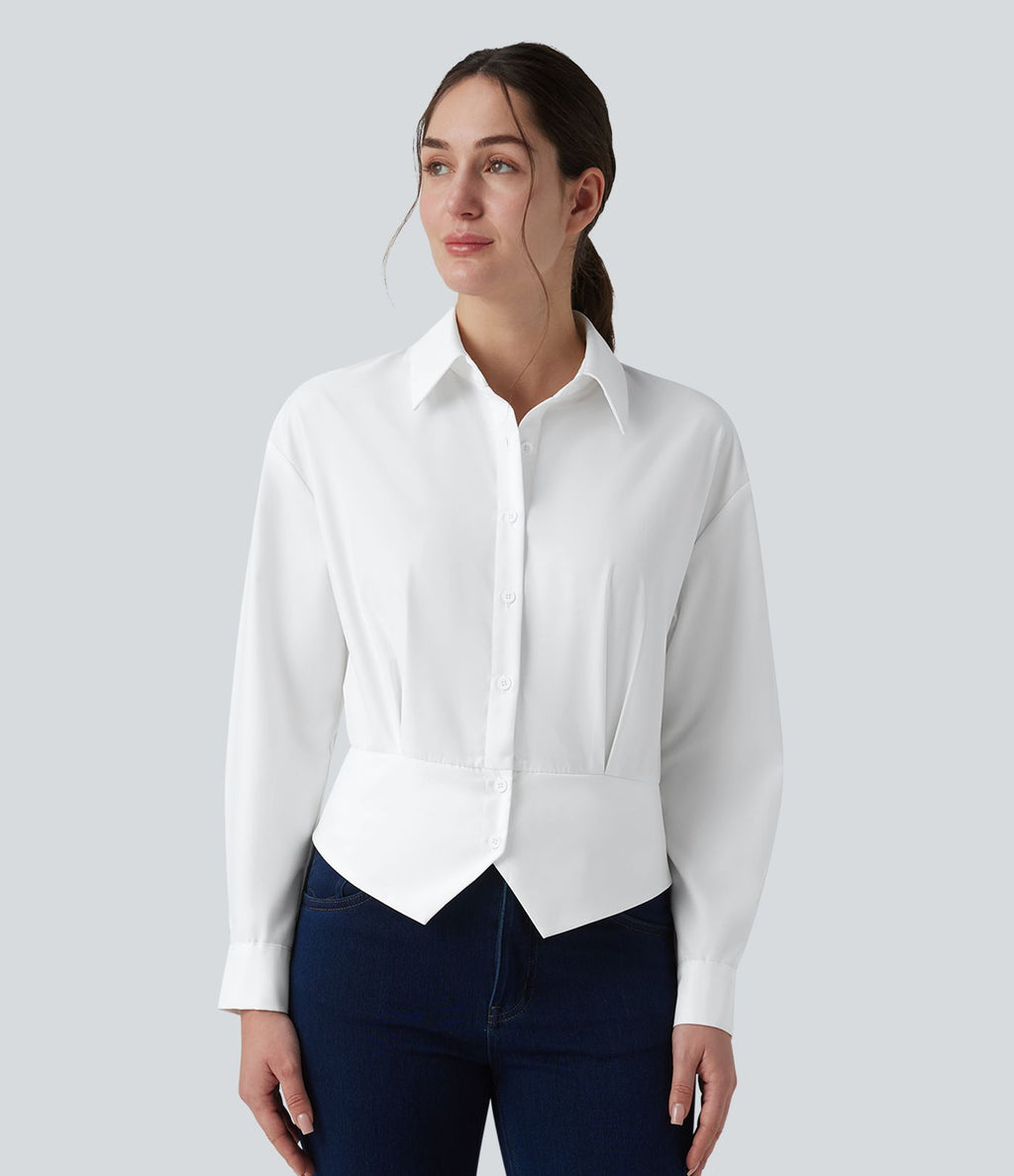 Chemise tailleur col manches longues taille cintrée ajustable