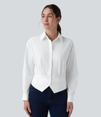 Chemise tailleur col manches longues taille cintrée ajustable