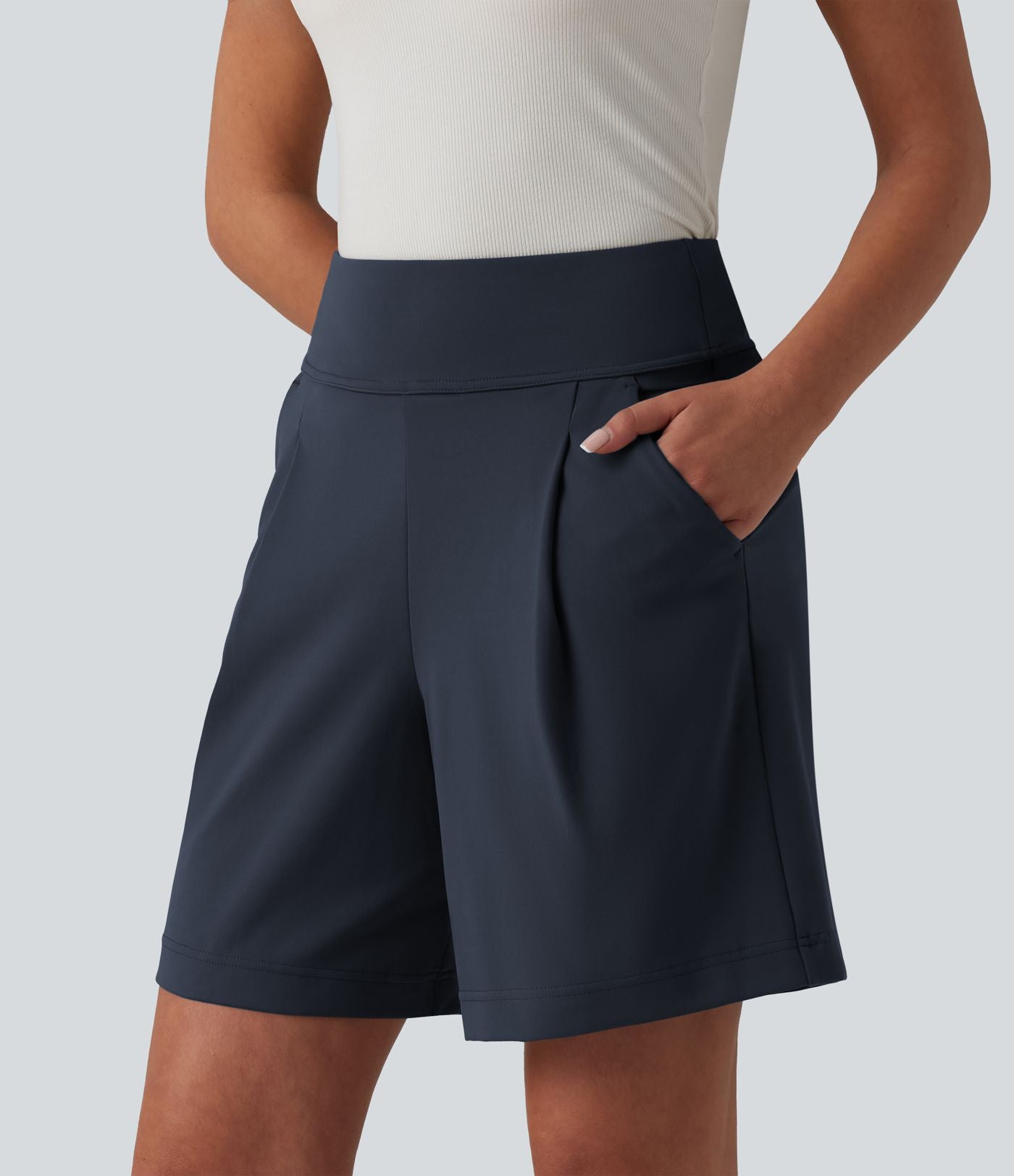 Short tailleur ample DayStretch taille haute 17,5 cm avec poches