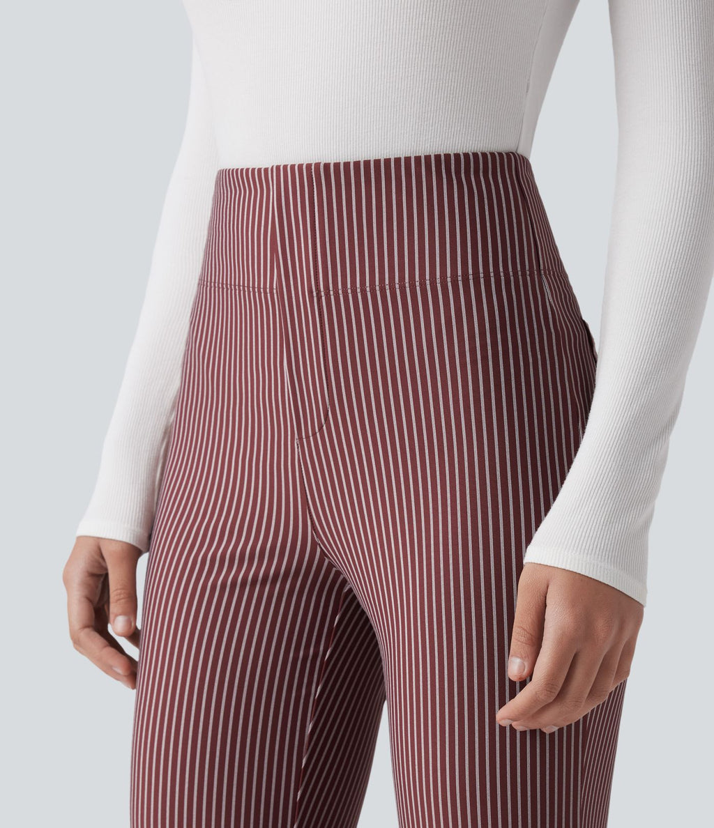 Pantalon de travail Halara Flex™ évasé à rayures, taille haute, avec poches