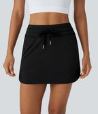 Softlyzero™ QuickDry Jupe de golf courte deux-en-un à taille haute avec poches latérales, ourlet arrondi, cordon de serrage - Poche pour tee de golf