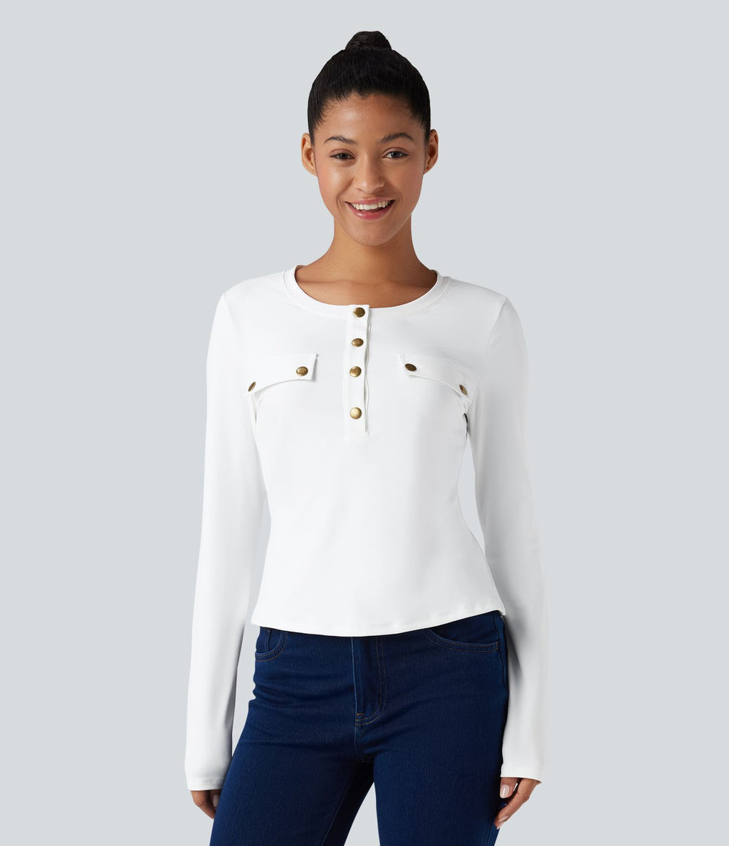 Haut col henley manches longues