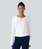 Haut col henley manches longues