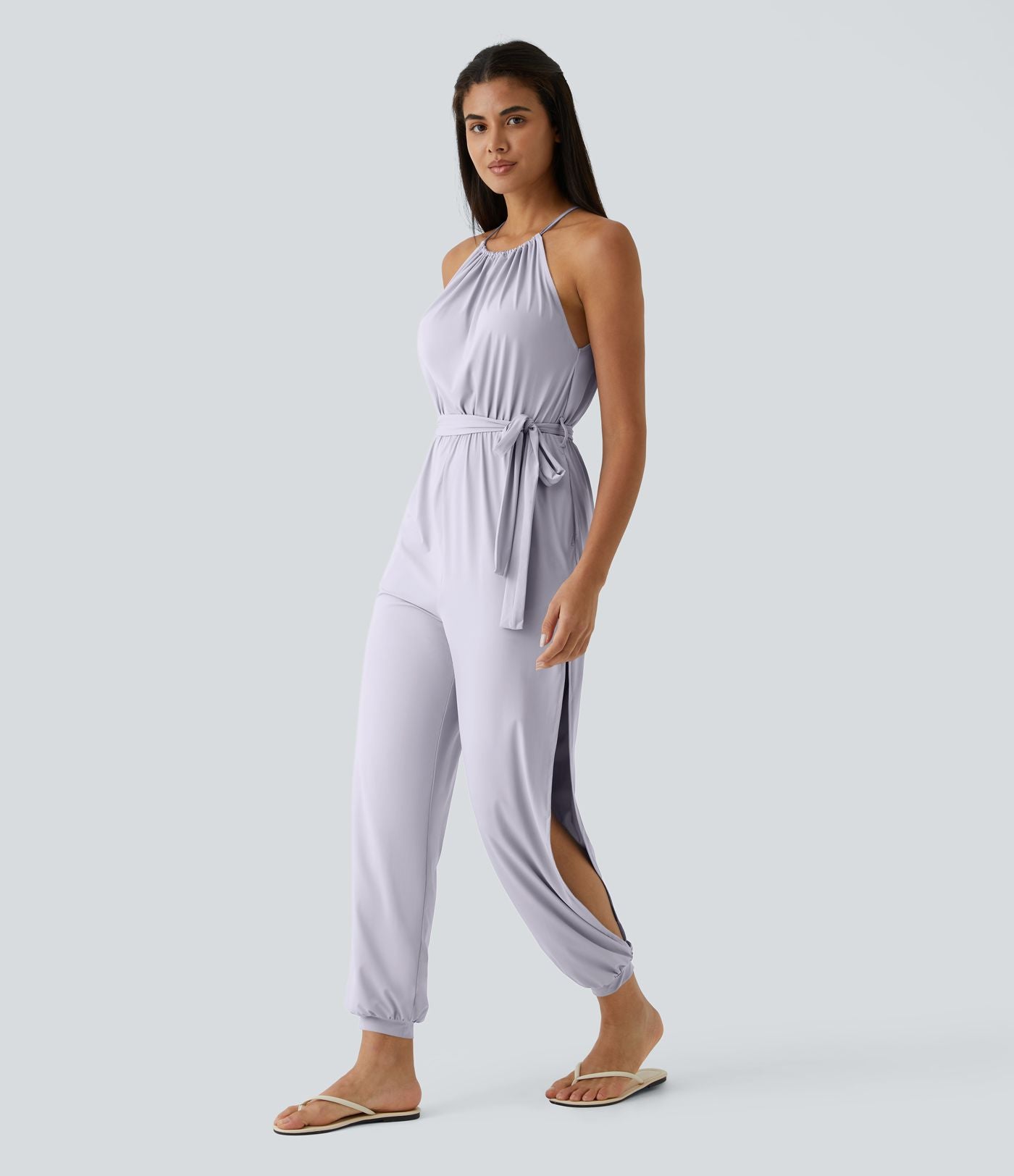 Combinaison de vacances sans manches avec attache au dos, plis, ceinture et poches latérales et découpes effet frais InstantCool