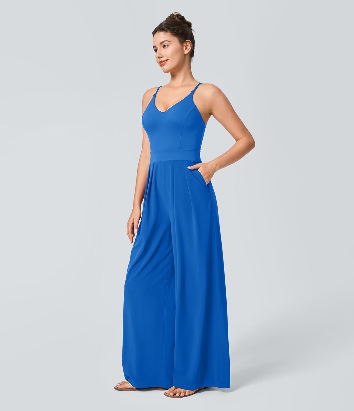 Breezeful™ Combinaison Dos Nu Poche Zippée Invisible Sur le Côté Jambe Large Séchage Rapide