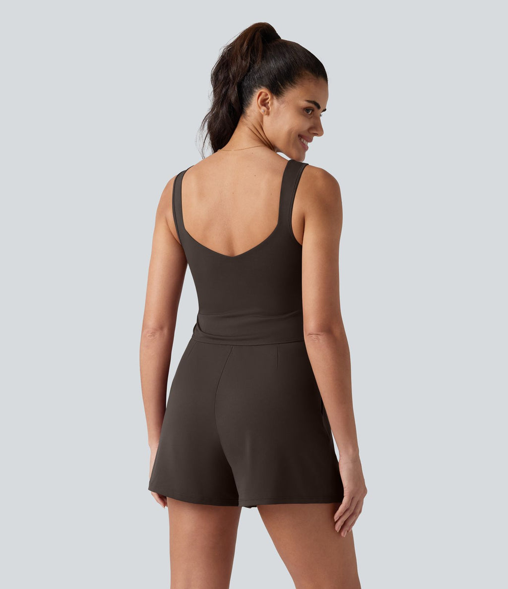 Combinaison décontractée à col en V avec soutien-gorge intégré et poches - Édition Easy Peasy