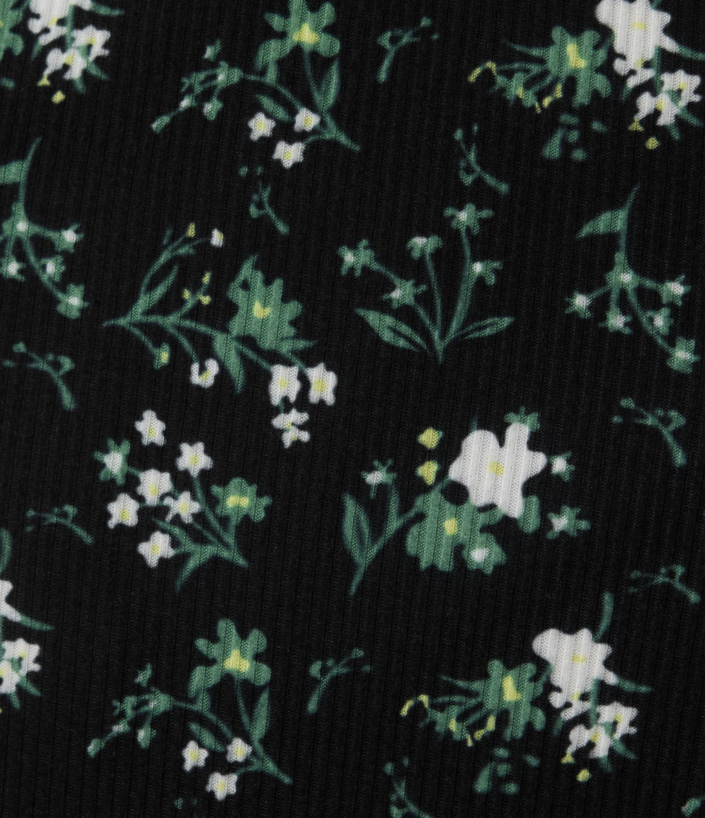 Robe trapèze mini col U sans manches à volants imprimé floral avec soutien-gorge intégré