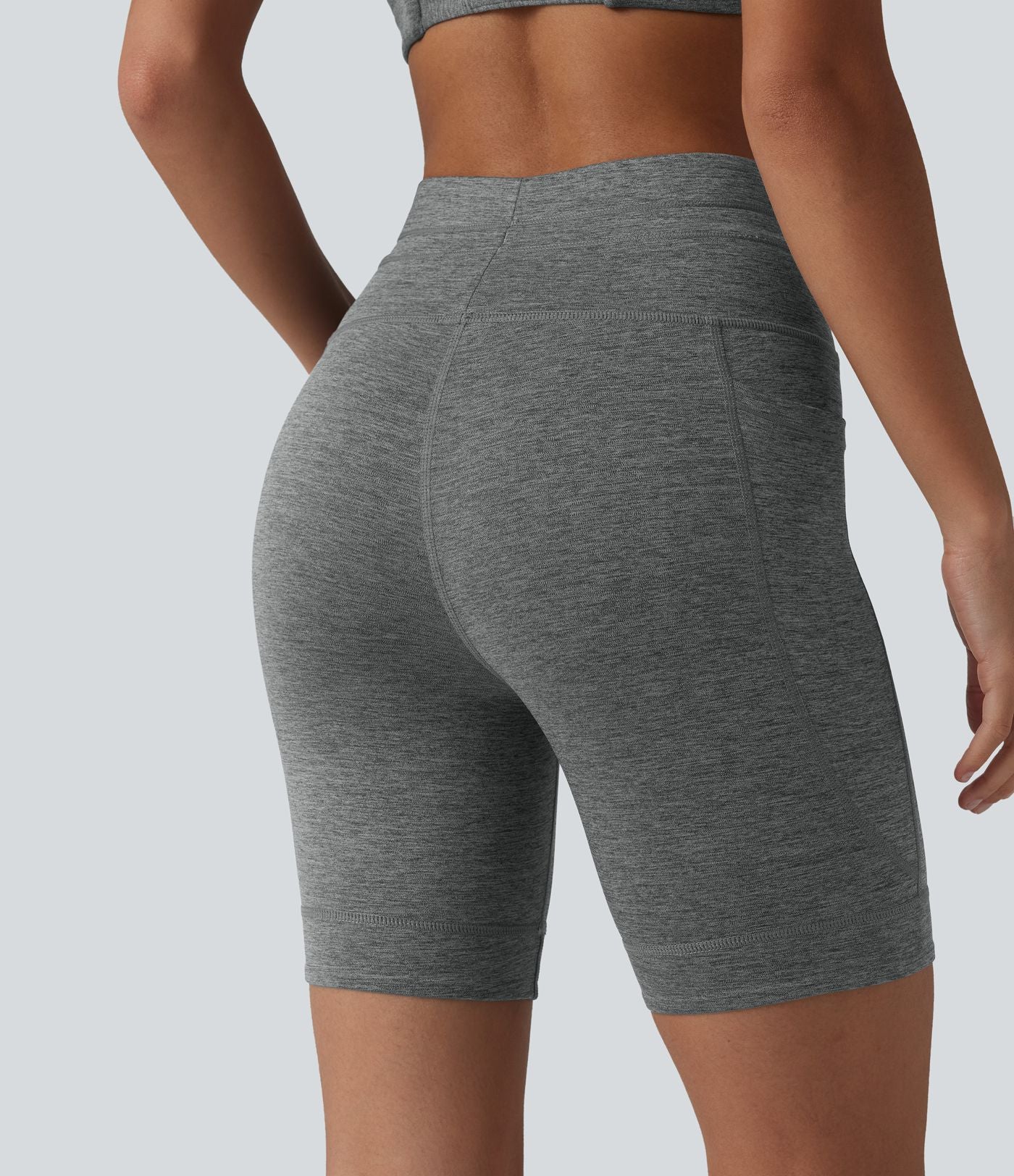 Short cycliste de yoga Halara UltraSculpt™ chiné, taille haute, cordon de serrage, séchage rapide, 17,5 cm, avec poches