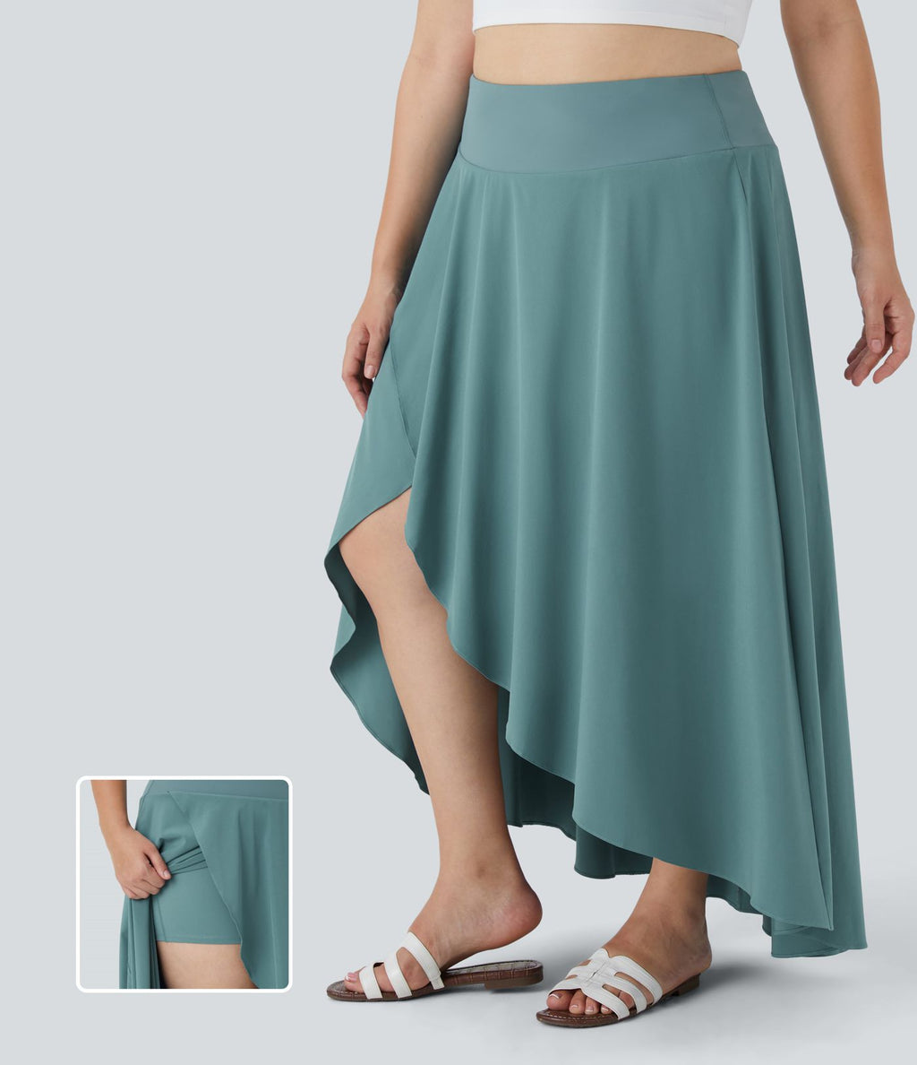 Breezeful™ Taille Haute à Volants 2 en1 Fluide Sèchement Rapide Quotidien Causal Grande Taille
