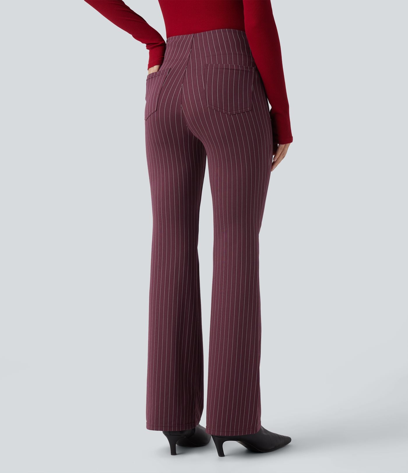 Halara Flex™ Pantalon tailleur évasé à rayures taille haute avec poches