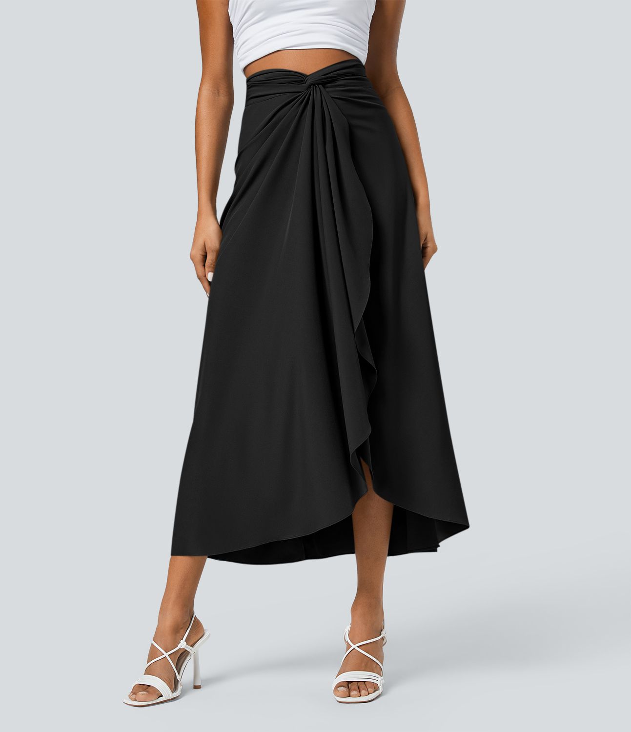 Jupe fluide de Vacances Breezeful™ Séchage Rapide Taille Haute Dos Noué Torsadé