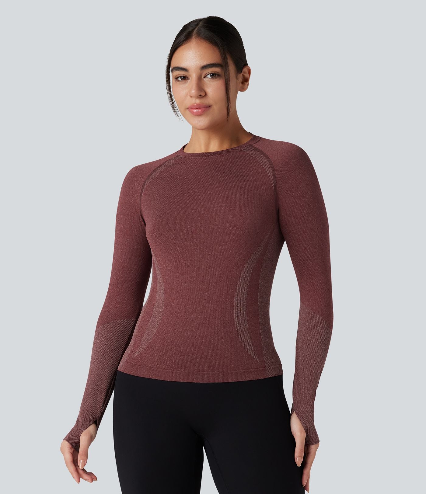 Haut de sport yoga manches raglan longues avec passants pouces sans couture OneForm Seamless Flow