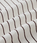 Chemise casual à rayures aspect lin col V manches longues retroussables et ourlet arrondi