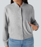 Veste bomber polaire col montant manches longues avec poches