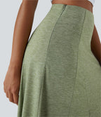 Jupe Évasée Casual Longue Fermeture Éclair Latérale Taille Haute