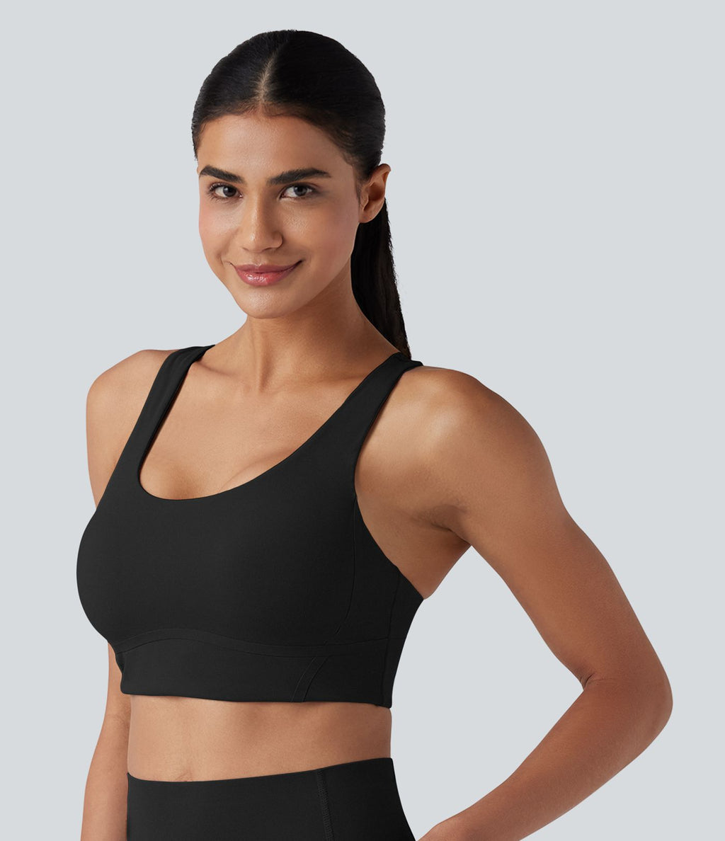 Brassière de sport d'entraînement Halara UltraSculpt™ soutien moyen à coques moulées, bretelles croisées et boucle ajustable