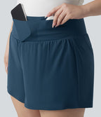 Short de yoga SoftlyZero™ Airy grande taille effet gainant 2-en-1 effet frais, entrejambe 13cm taille haute avec poches