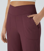 Pantalon yoga large croisé avec ourlet et poches DayStretch - Smile