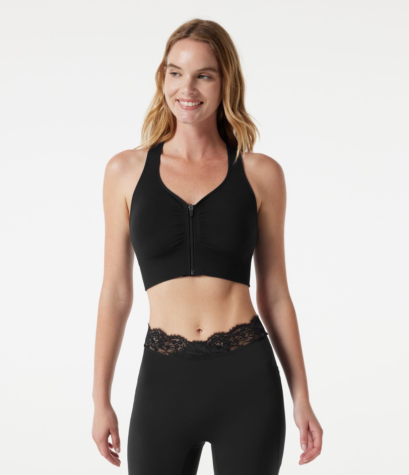 Brassière de sport yoga OneForm Seamless Flow maintien léger dos nageur zip frontal
