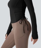 Veste yoga SoftlyZero™ Plush manches longues avec trous pour pouces et cordon de serrage