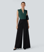 Blouse sans manches col V pour le bureau
