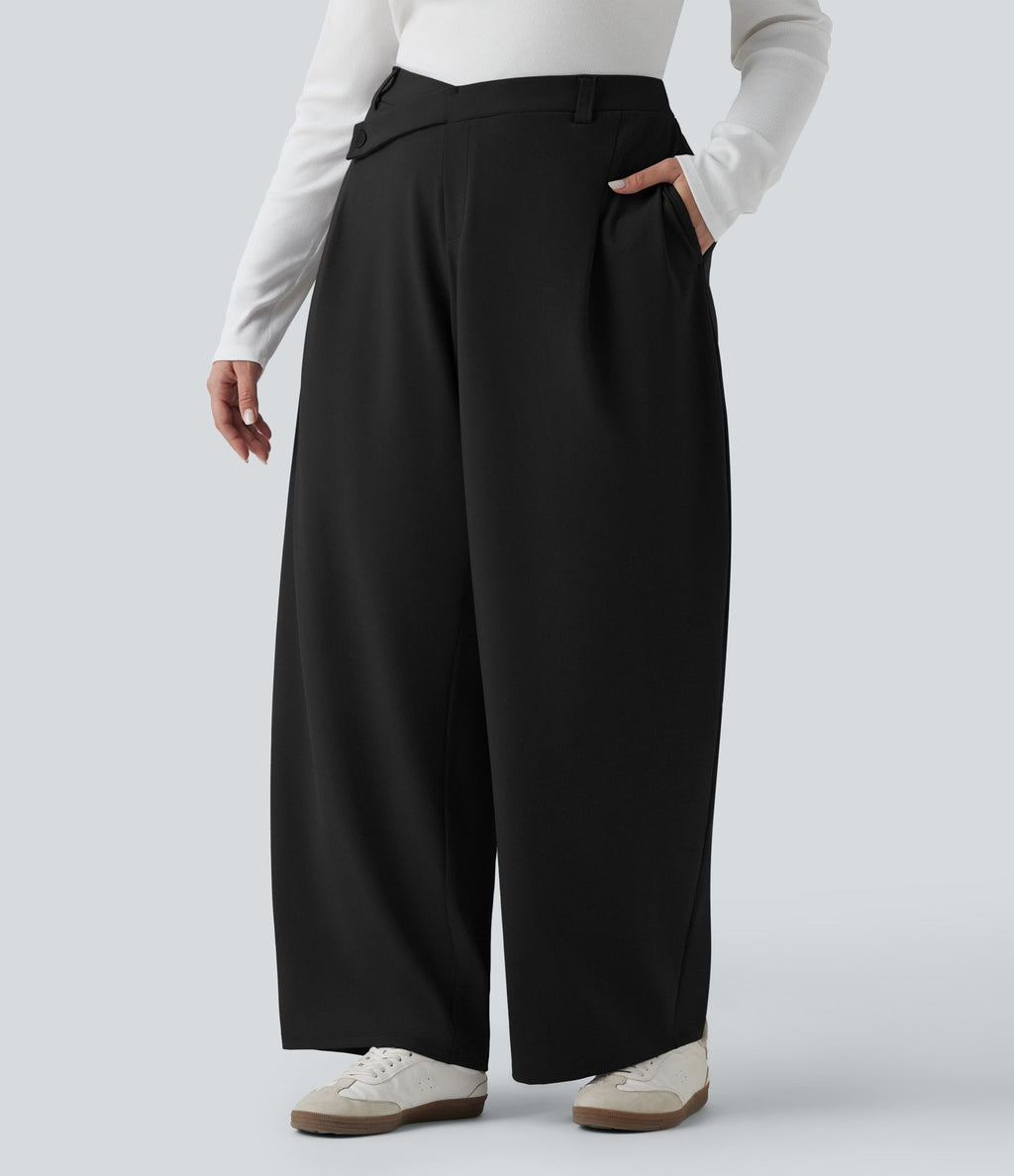 Halara Flex™ DayStretch Pantalon tailleur grande taille asymétrique fuselé taille haute avec poches