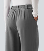 Pantalon tailleur baggy taille haute avec poches
