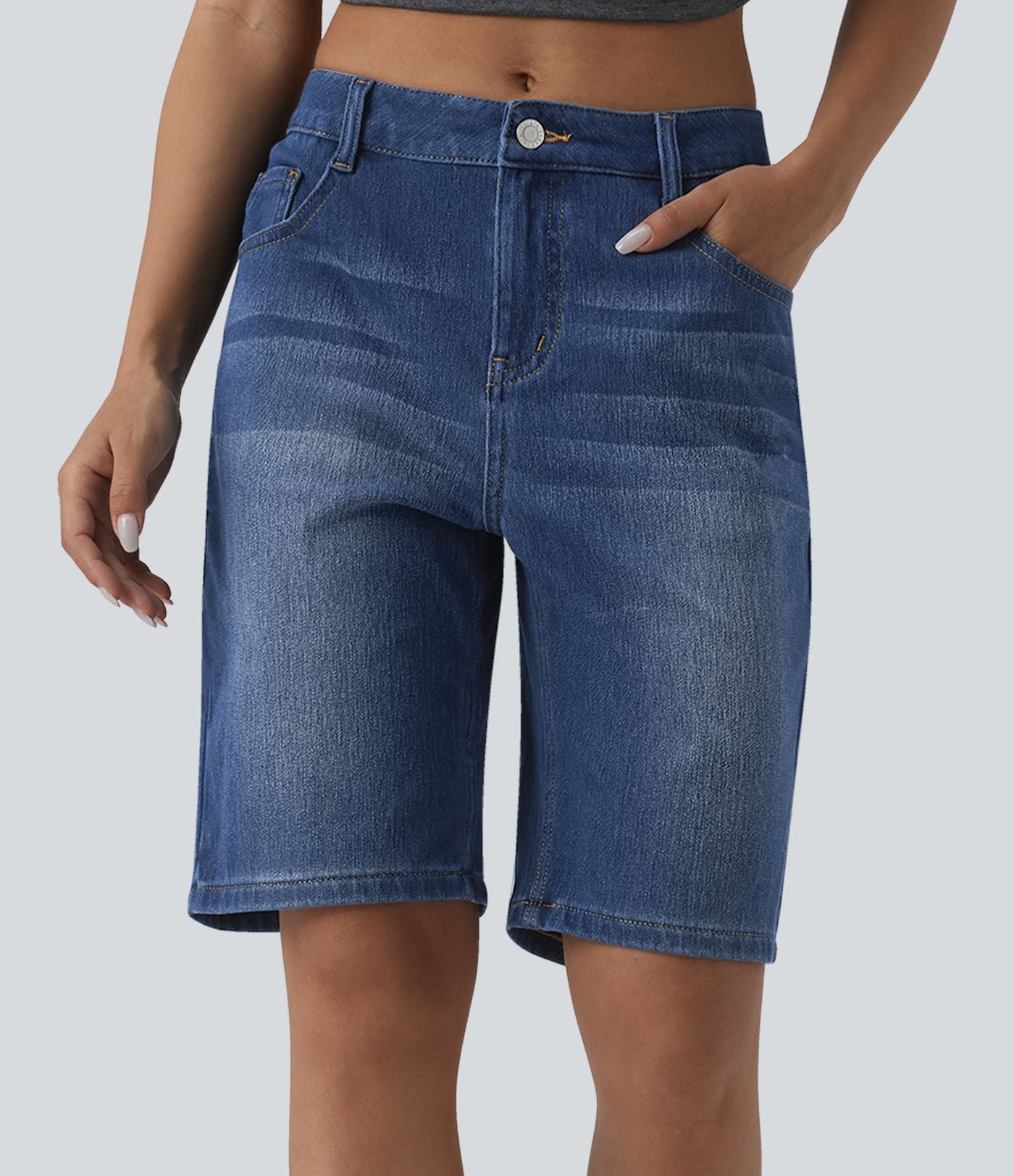Halara Flex™ Bermuda en denim taille mi-haute avec poches