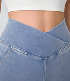 Jean super évasé Halara Flex™ décontracté maille denim extensible délavée effet frais InstantCool taille haute poches croisées
