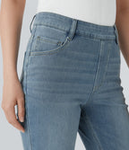 Jean droit Halara Flex™ à taille haute, poches multiples, effet délavé et tissu extensible