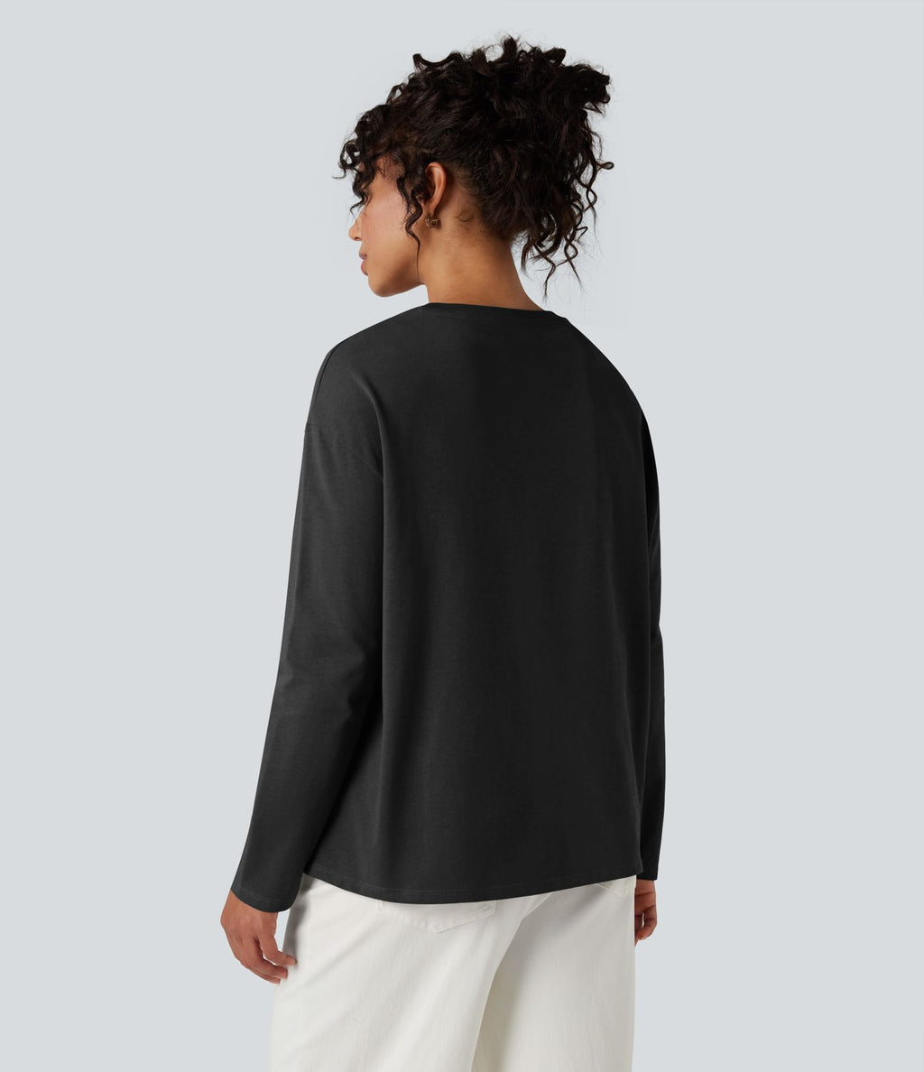 T-shirt coton col rond manches longues